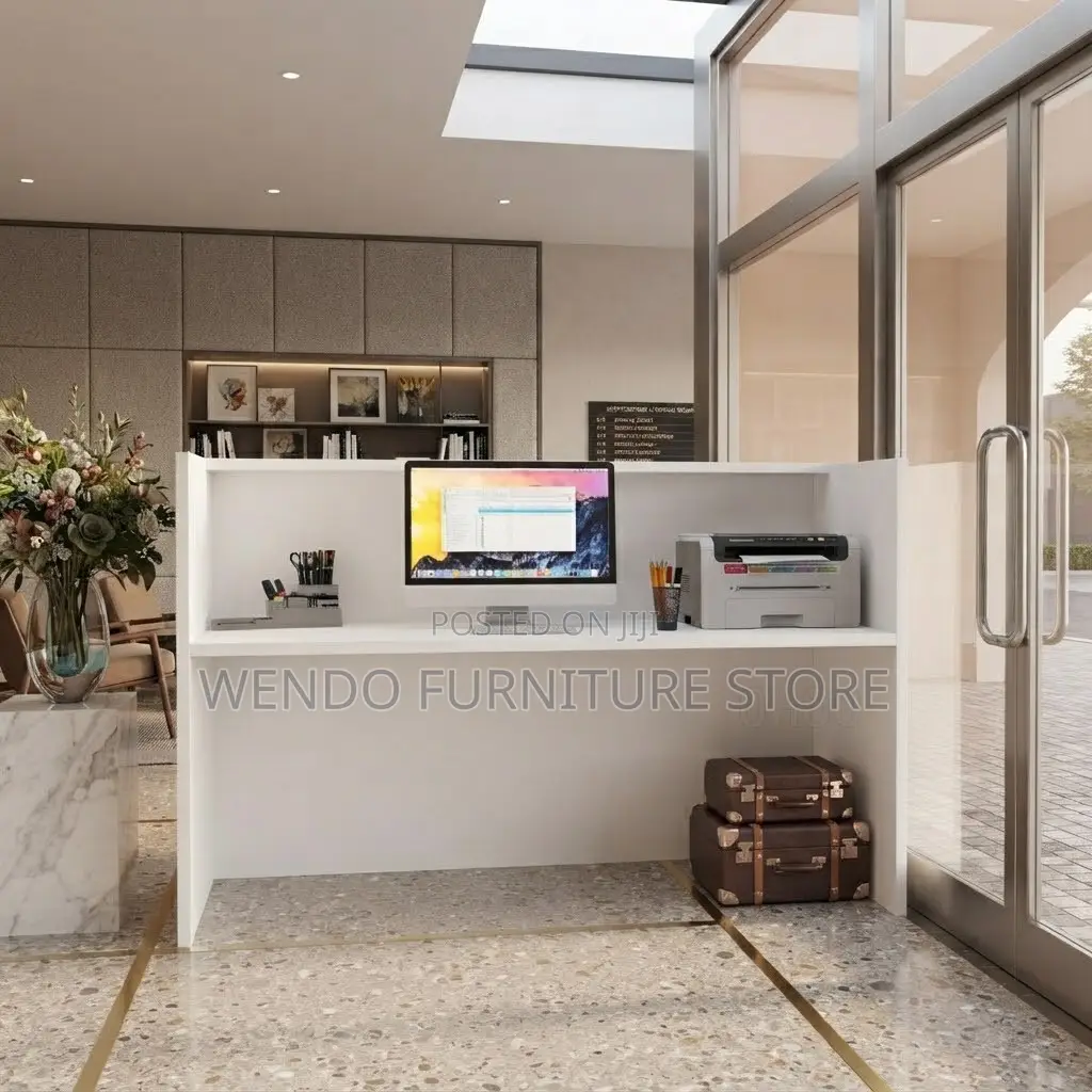 Reception Desk; 1800mm Long White Receptionist Desk