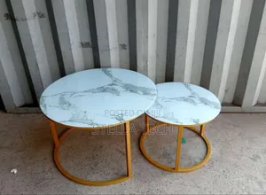 Marble Nesting Coffee Table (Glass Effect) White