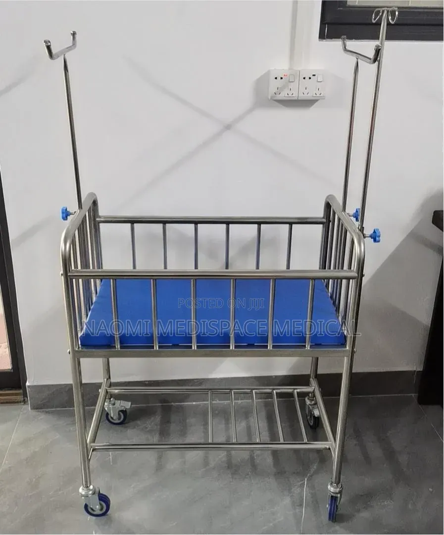 Hospital Blue Imported Baby Cot With Wheels