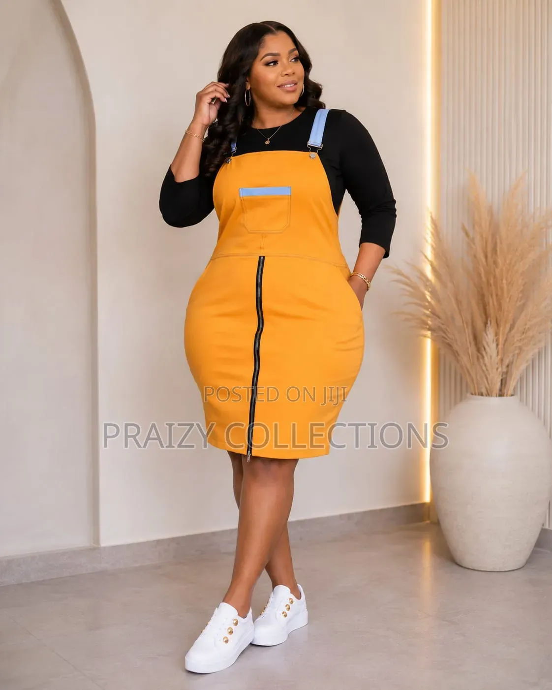 2pc Dungaree Khaki Ladies Dress