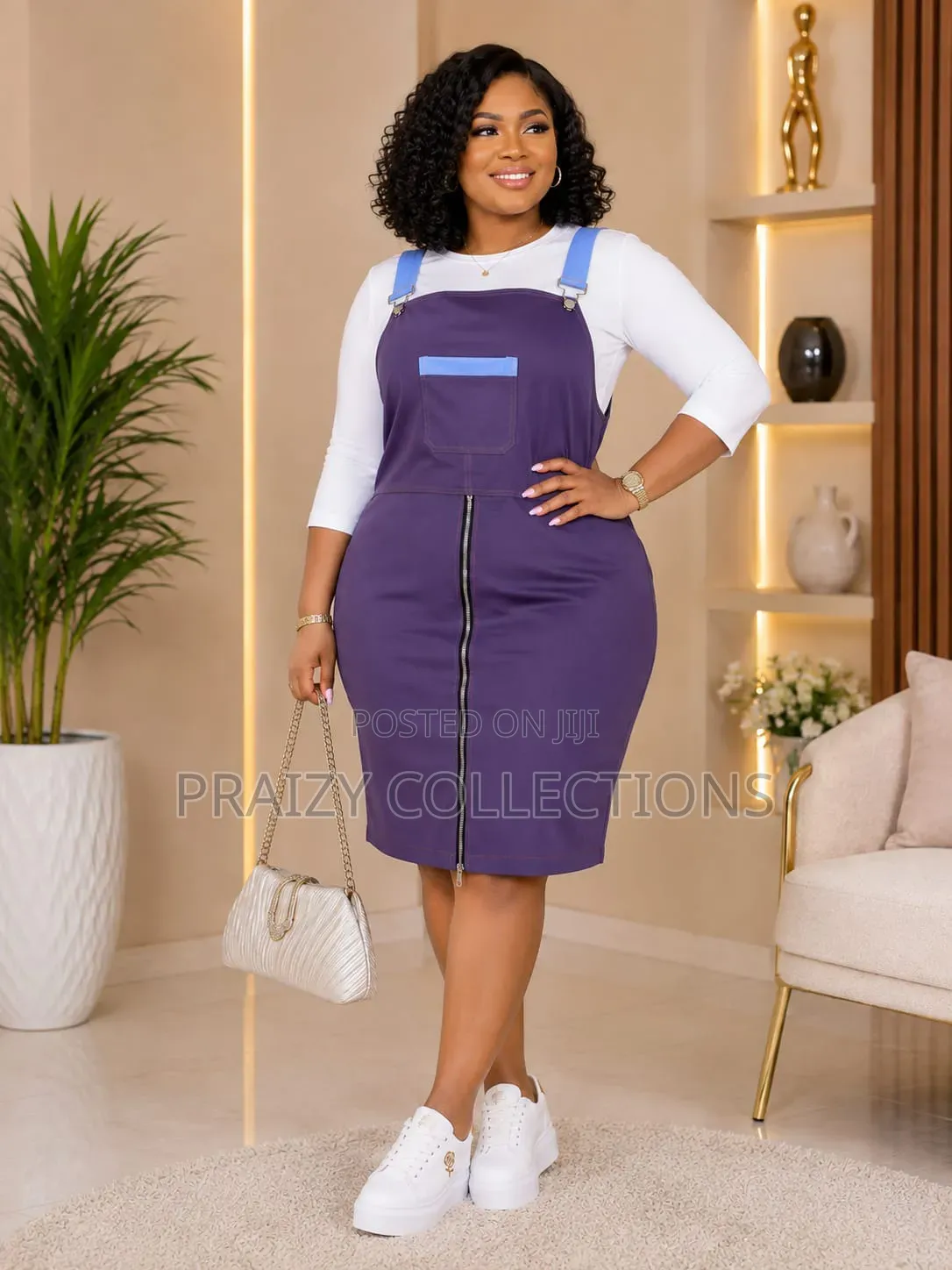 2pc Dungaree Khaki Ladies Dress