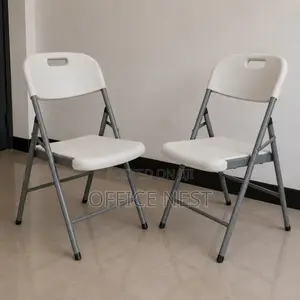 Foldable Plastic Chair With Strong Metal Frame – White