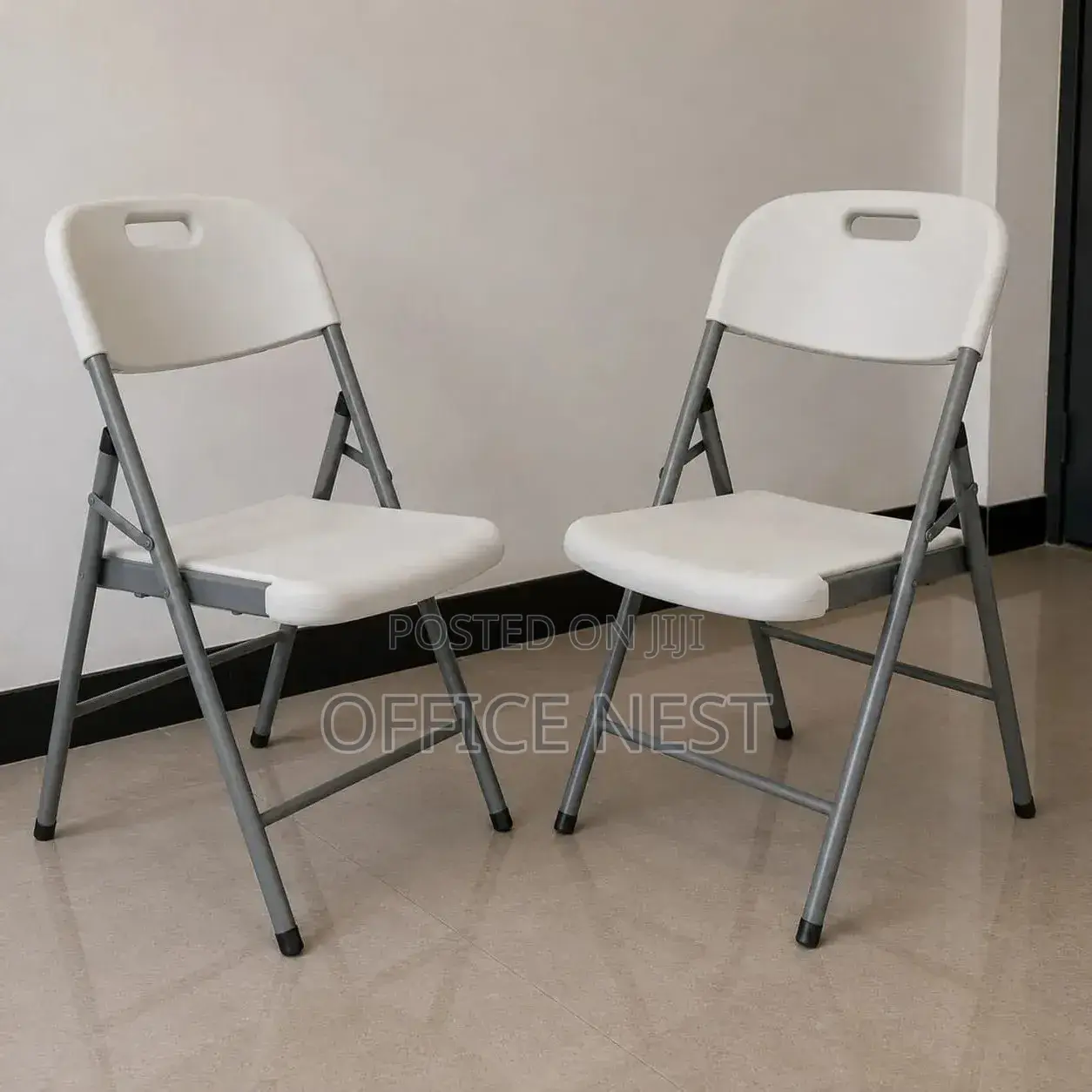 Foldable Plastic Chair With Strong Metal Frame – White