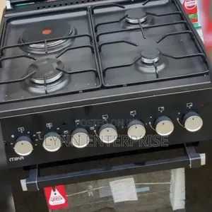 Black 3Gas + 1Electric MIKA Standing Cooker 60X60 3+1 Jet Burners Auto