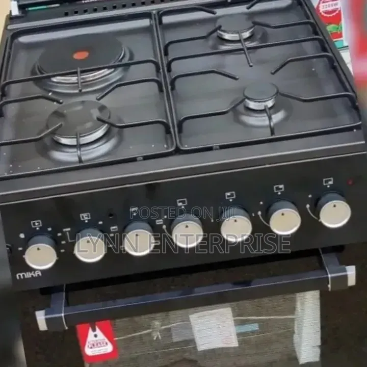 Black 3Gas + 1Electric MIKA Standing Cooker 60X60 3+1 Jet Burners Auto