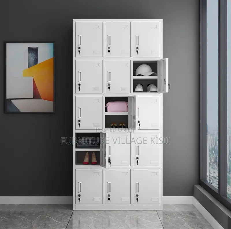 Office Locker; 15 Locker Metallic Storage Cabinet