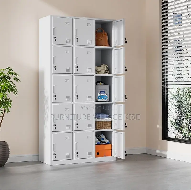 Office Locker; 15 Locker Metallic Storage Cabinet