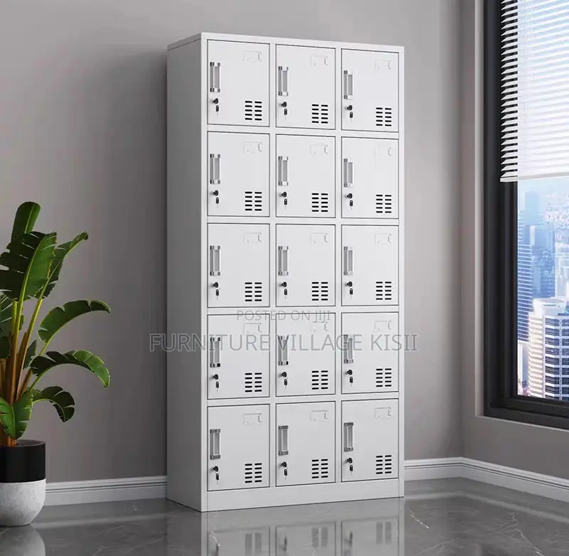 Office Locker; 15 Locker Metallic Storage Cabinet