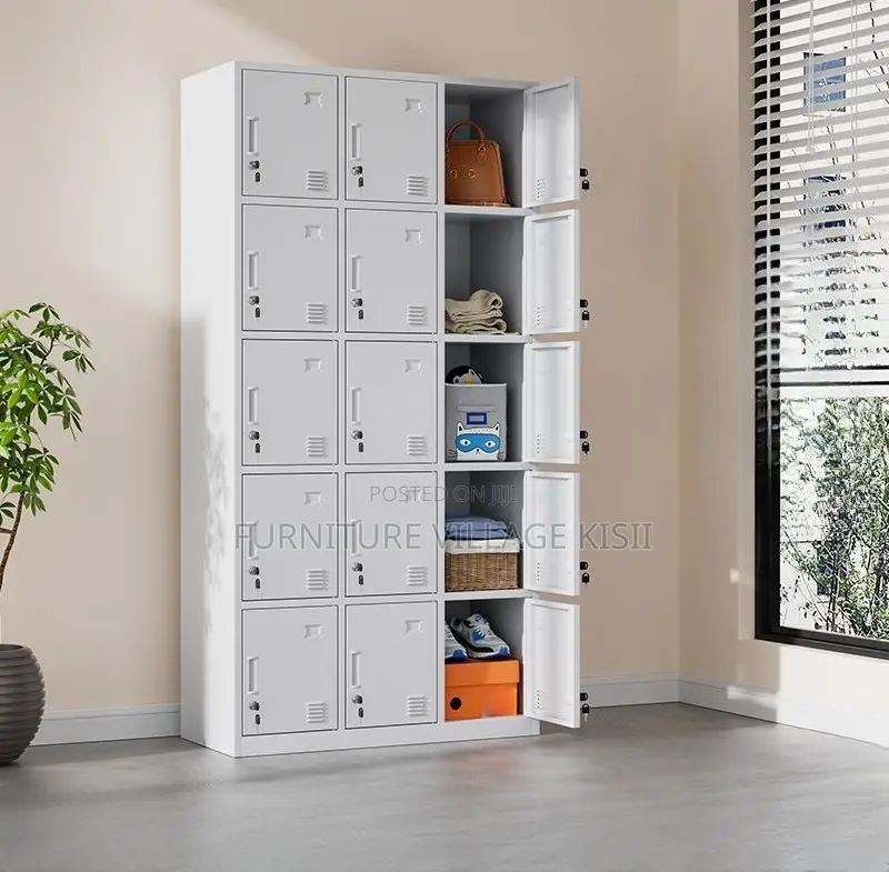 Office Locker; 15 Locker Metallic Storage Cabinet