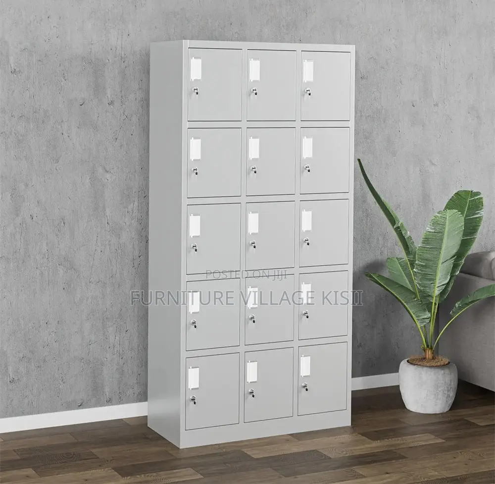 Office Locker; 15 Locker Metallic Storage Cabinet