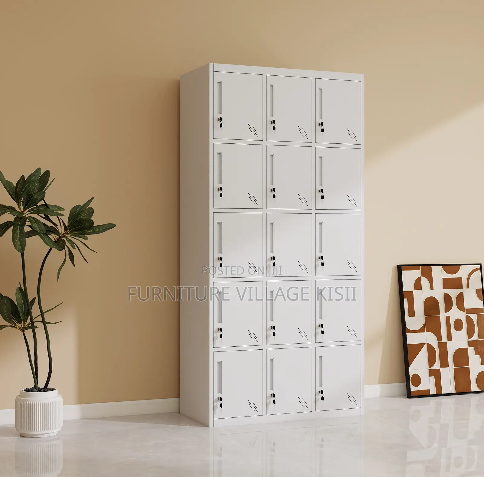 Office Locker; 15 Locker Metallic Storage Cabinet