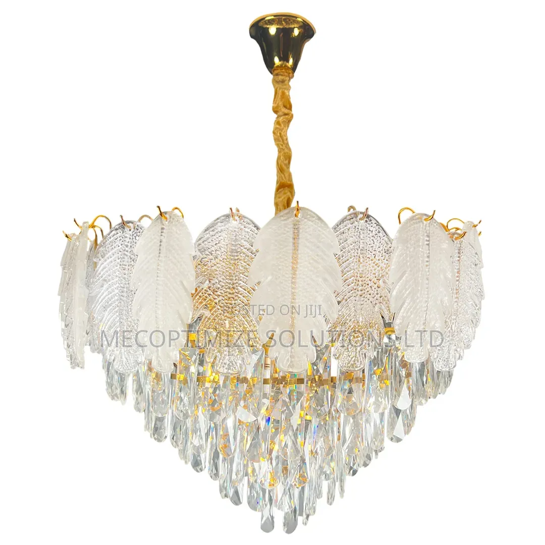Modern Luxury Golden Feather Crystal Chandler