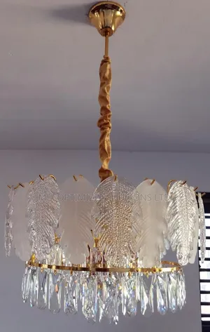 Modern Luxury Golden Feather Crystal Chandler