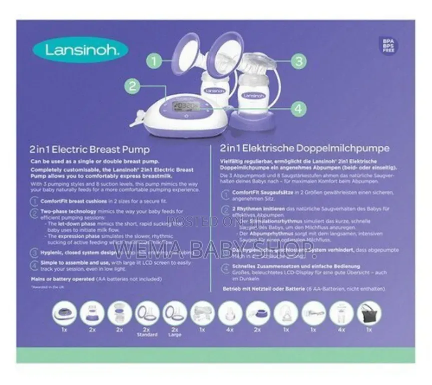 Lansinoh 2-in-1 Double Electric Breast Pump(efficient and Comfortable)