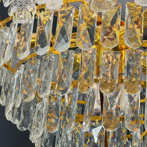 Modern Luxury Golden Aluminum Feather Crystal Chandler
