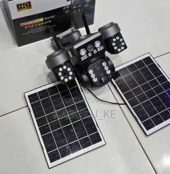 Triple Lens V380 Simcard 4g Solar Powered Camera With Dual Panels 8w