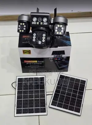 Triple Lens Solar Powered Camera Monitor With Night Vision Dual Panels
