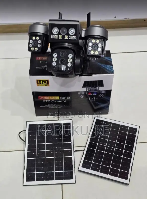 Triple Lens Solar Powered Camera Monitor With Night Vision Dual Panels