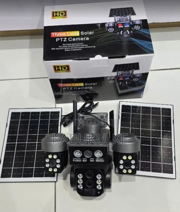 Dual Panels 4g Sim Triple Lens PTZ Solar Powered Security Camera