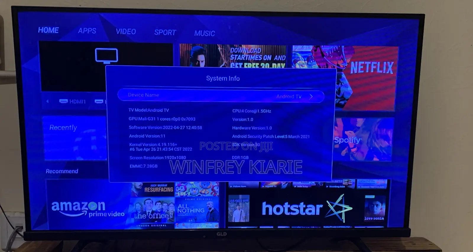 GLD Frameless Smart Android TV.