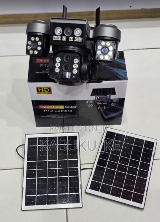 V380pro 4G Triple Lens Dual Panel Security Solar Camera With Simcard