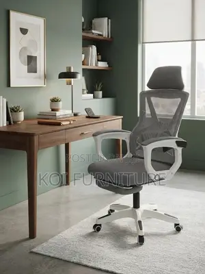 Office Chairs; White Ergonomic Office Seat With Footrest