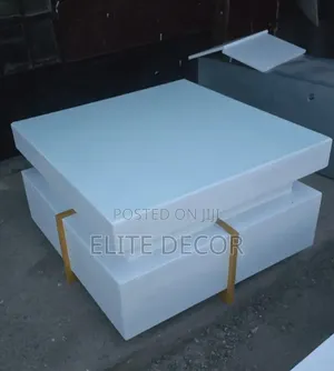 White Executive Modern Square Coffee Table With Metal Stand