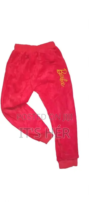 Barbie Girls Warm Fleece Jogger Pants Red 5-6Years - Like New