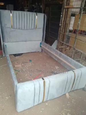 4x6 Grey Upholstered Bed