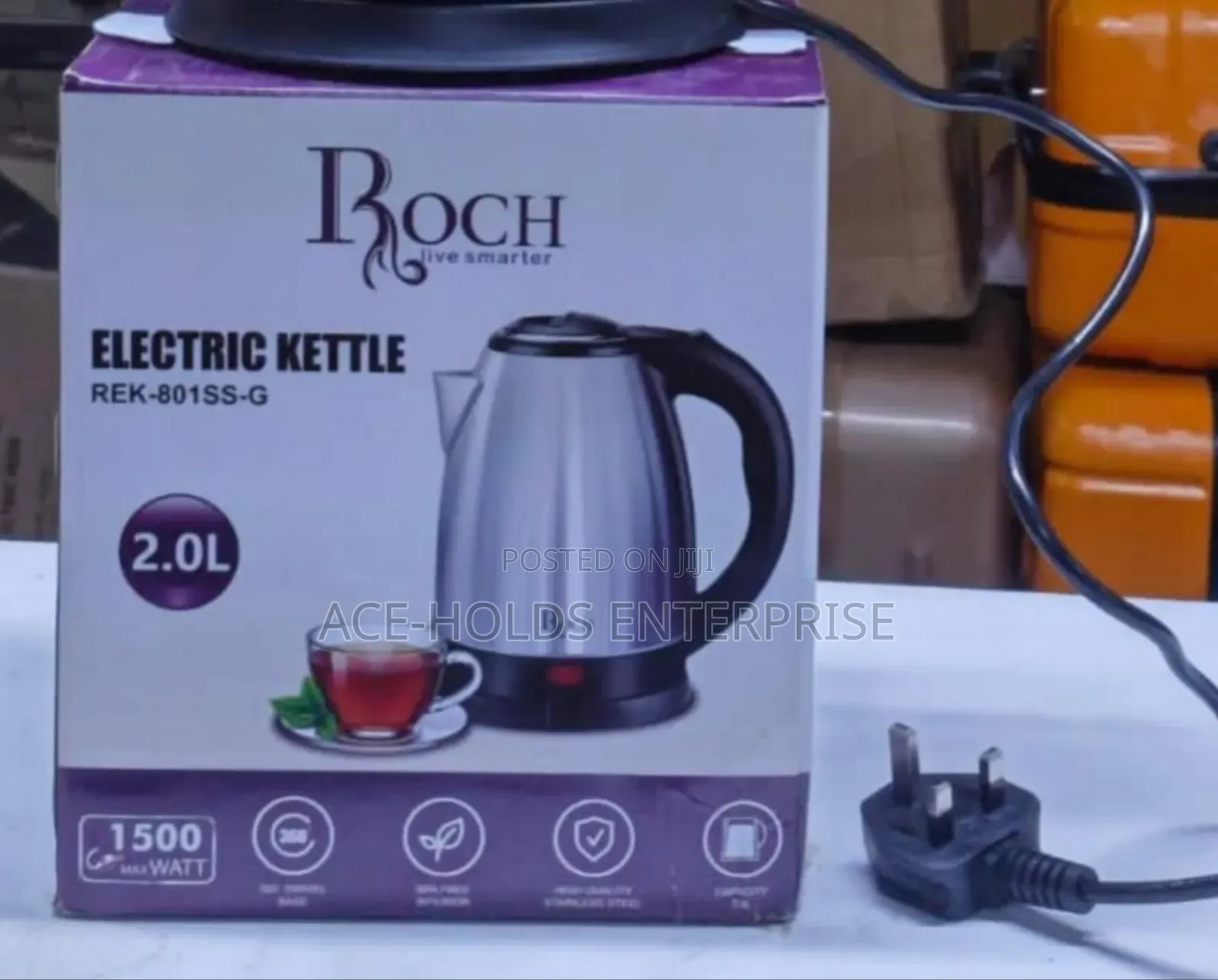 ROCH 2 Litres Stainless Steel Kettle - Cordless Base