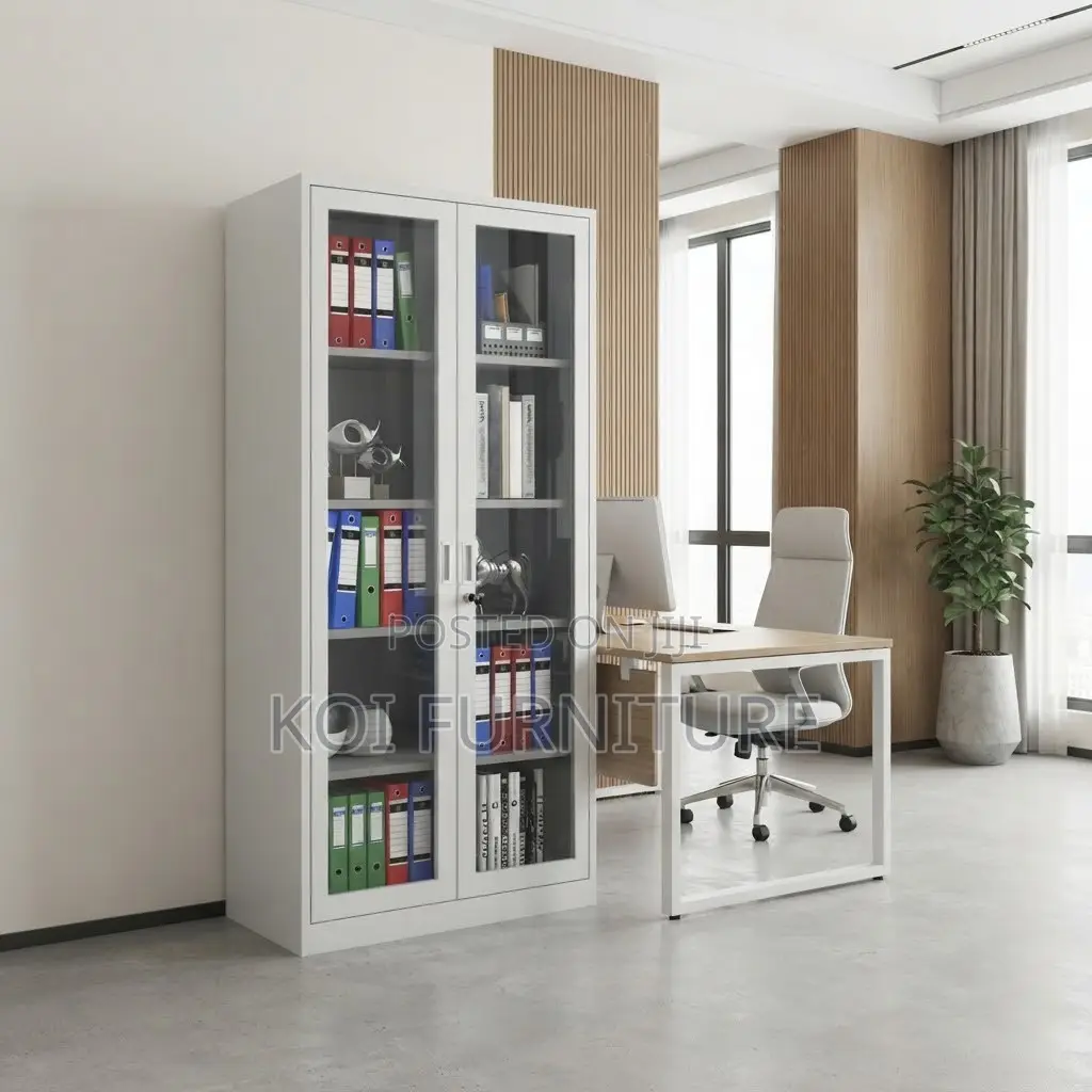 Office Cabinet; Gray Modern Storage Adjustable Cabinet