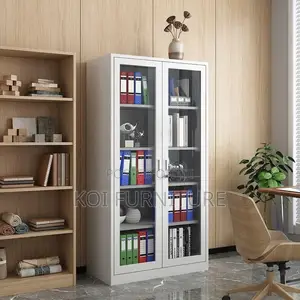 Office Cabinet; Gray Modern Storage Adjustable Cabinet