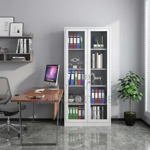 Office Cabinet; Gray Modern Storage Adjustable Cabinet