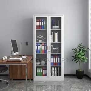Office Cabinet; Gray Modern Storage Adjustable Cabinet