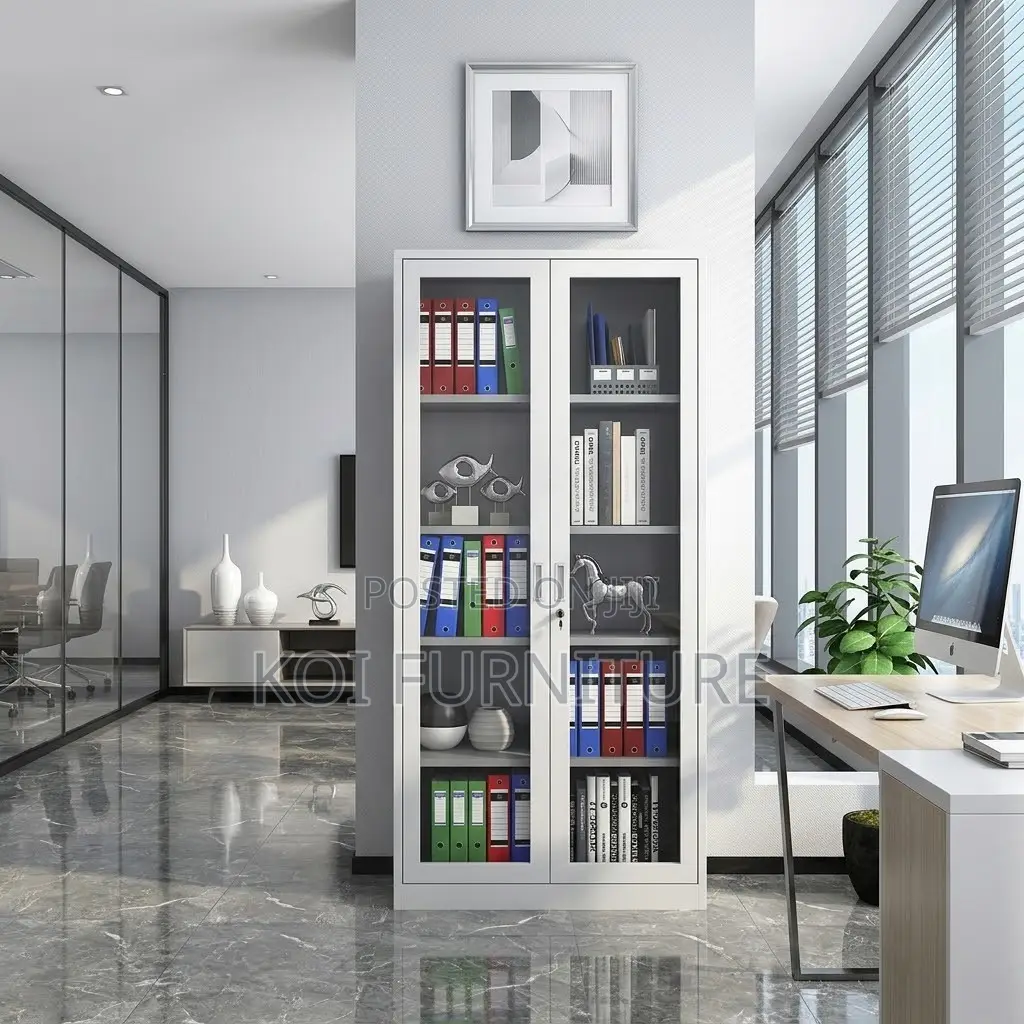 Office Cabinet; Gray Modern Storage Adjustable Cabinet