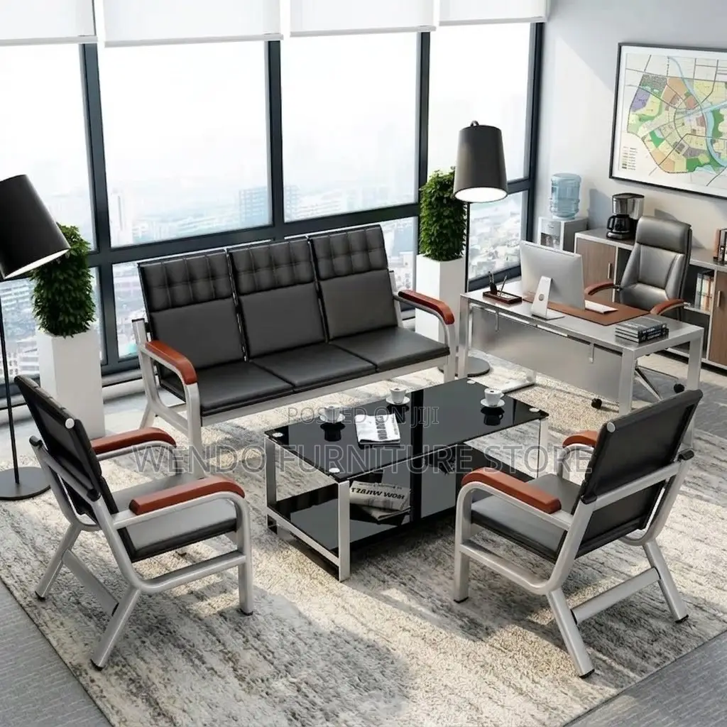 Office Sofa; Leather Executive Cushioned Five Seaters Sofa Set