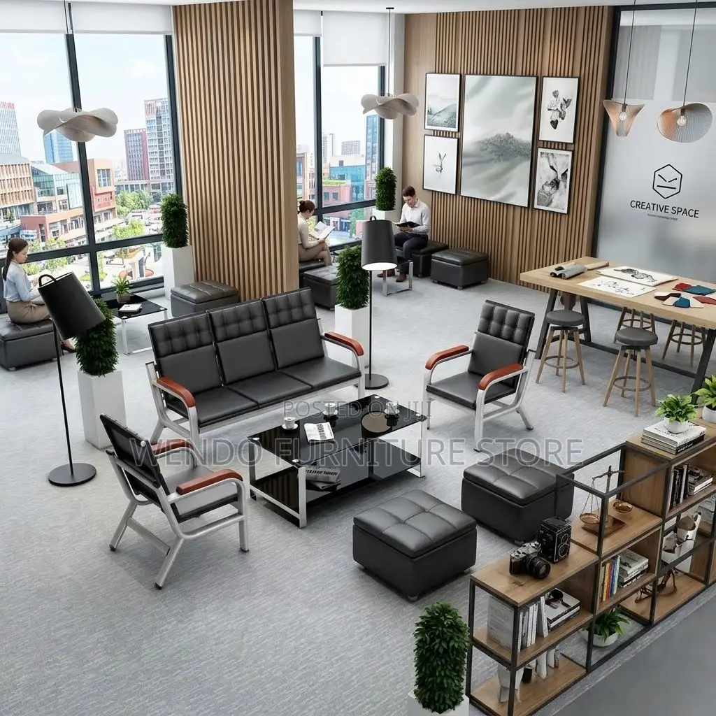 Office Sofa; Leather Executive Cushioned Five Seaters Sofa Set