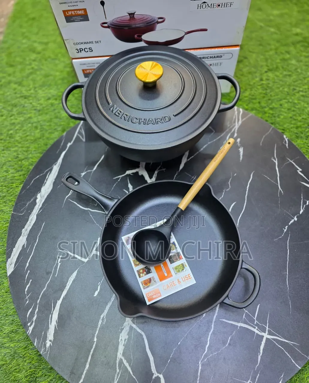 3pcs Enamel Cast Iron Cookware
