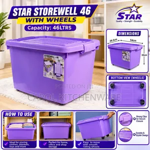 46 LTRs Plastic Storage Box With Wheel
