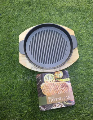 Cast Iron Sizzling Grill With Wooden Base