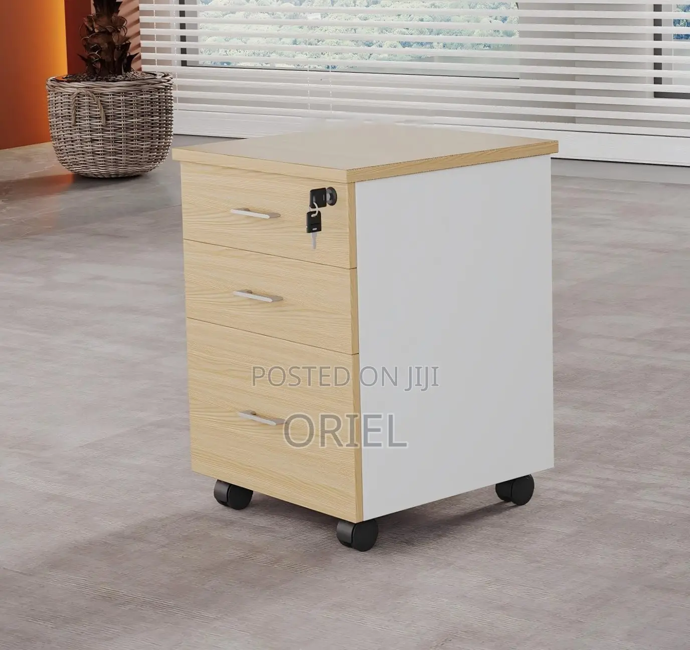 3-Drawer Office Cabinet : Wooden Filing Office Cabinet