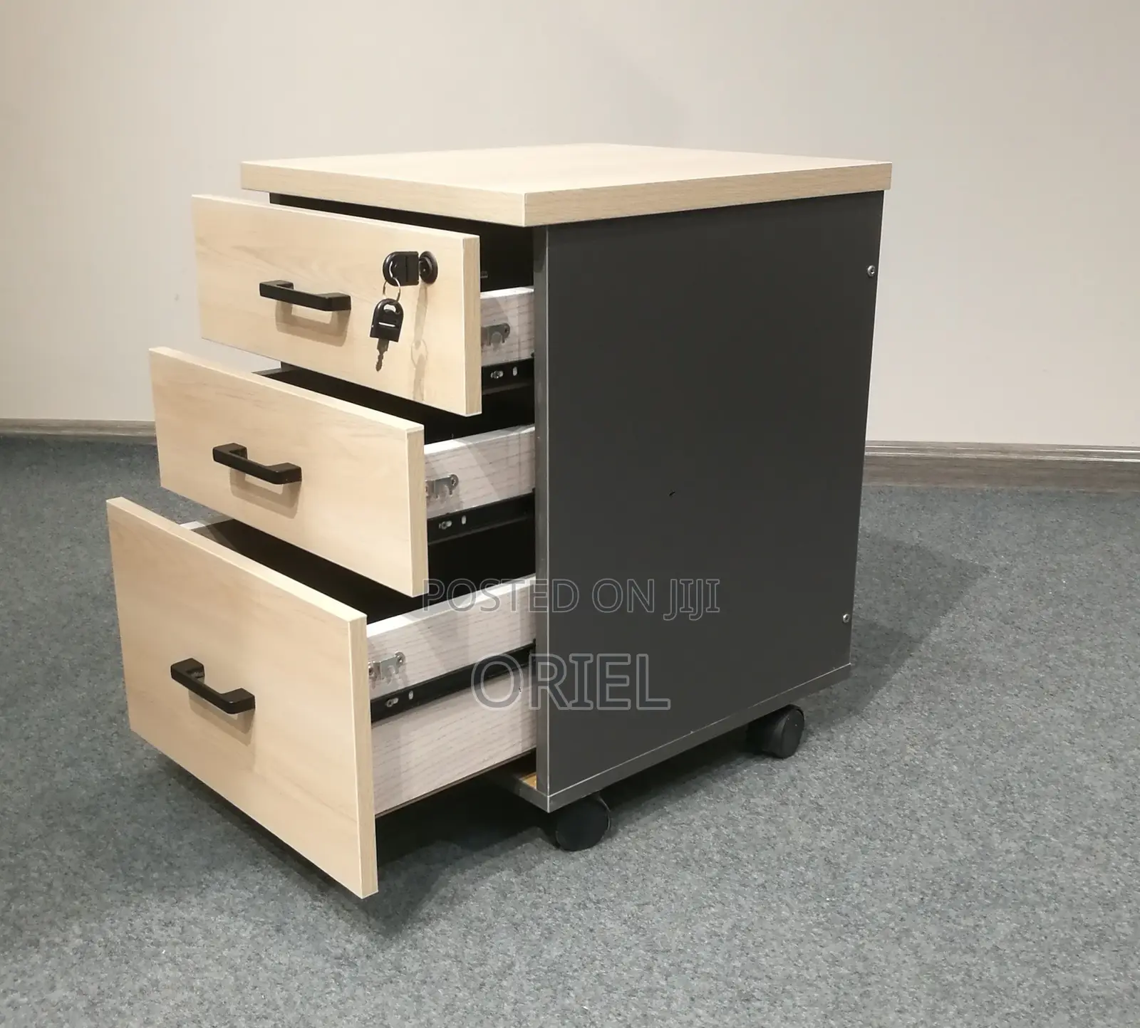 3-Drawer Office Cabinet : Wooden Filing Office Cabinet