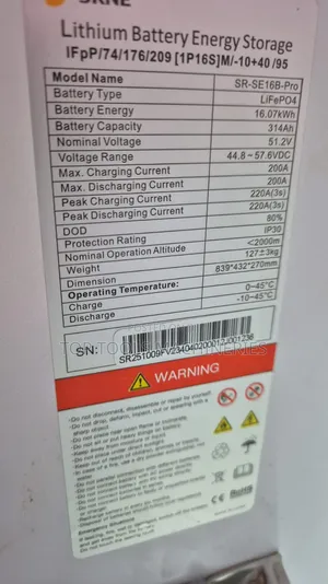 Srne 16kw 51.2v Lithium Battery 10years Warranty