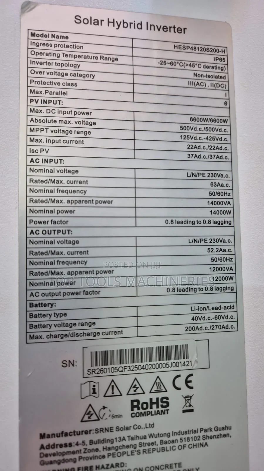 Srne 12kw 48v Hybrid Inverter