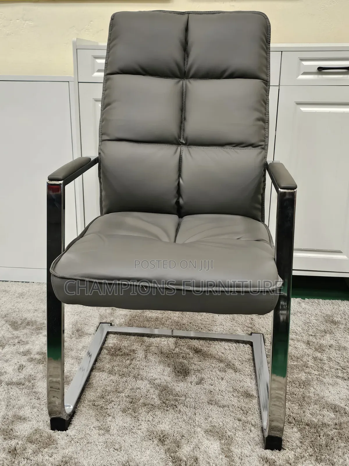Grey Zenith Leather Padded Visitors/Boardroom Chair