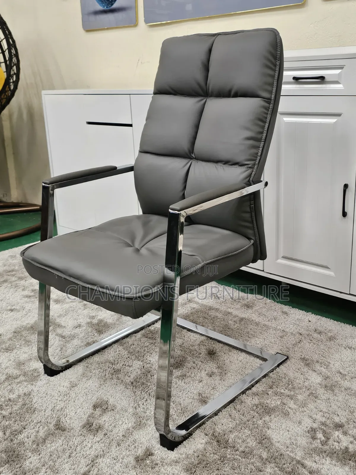 Grey Zenith Leather Padded Visitors/Boardroom Chair