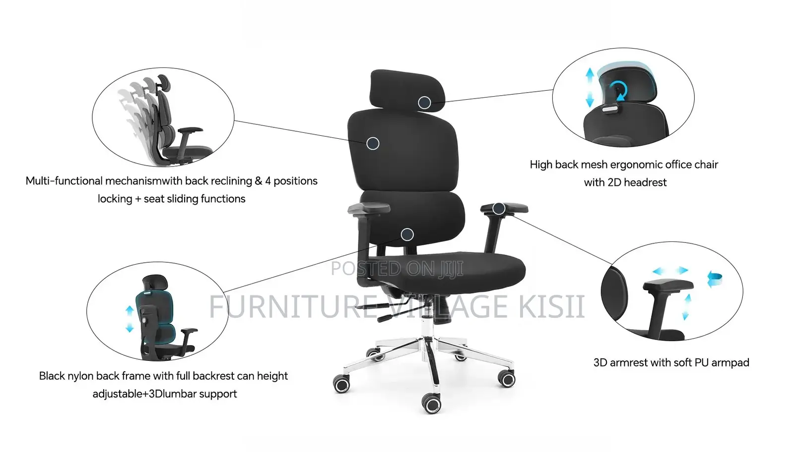 Office Chair;High Back Orthopedic Fabric Office Chair