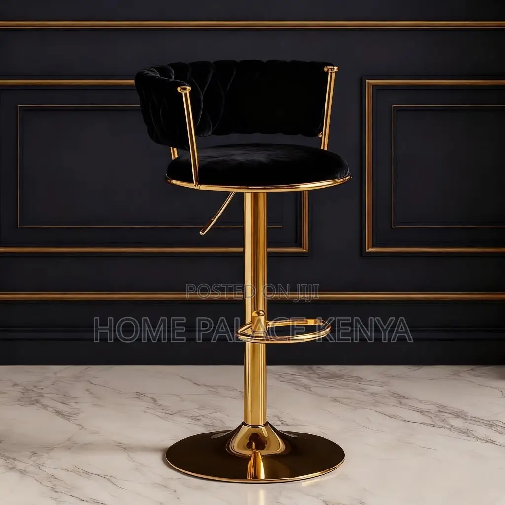 Bar Stool; Elegant Upholstered Velvet Bar Chair With Adjustable Base