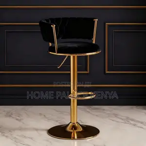 Bar Stool; Elegant Upholstered Velvet Bar Chair With Adjustable Base