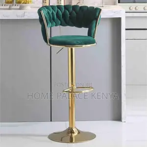 Bar Stool; Elegant Upholstered Velvet Bar Chair With Adjustable Base